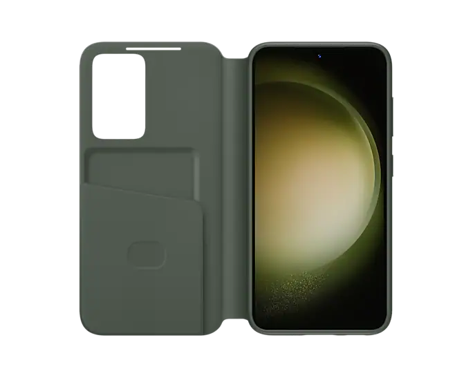 Etui Clear View avec porte-carte pour Galaxy S23 - Kaki
