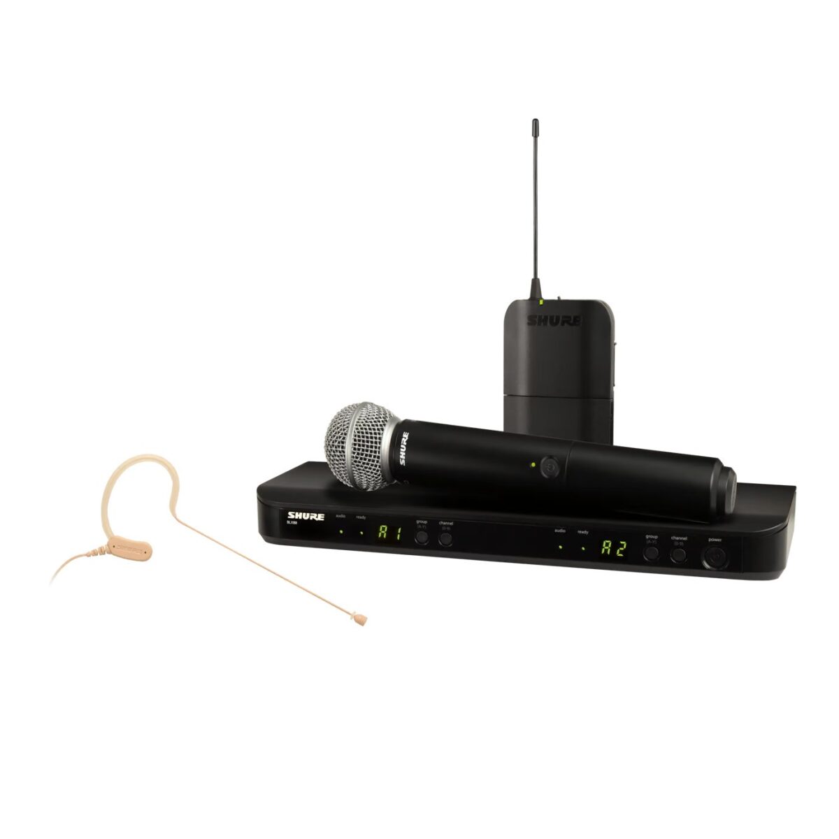 Shure BLX1288E/MX53-H8E – Système micro double sans fil avec serre-tête MX153 et micro main